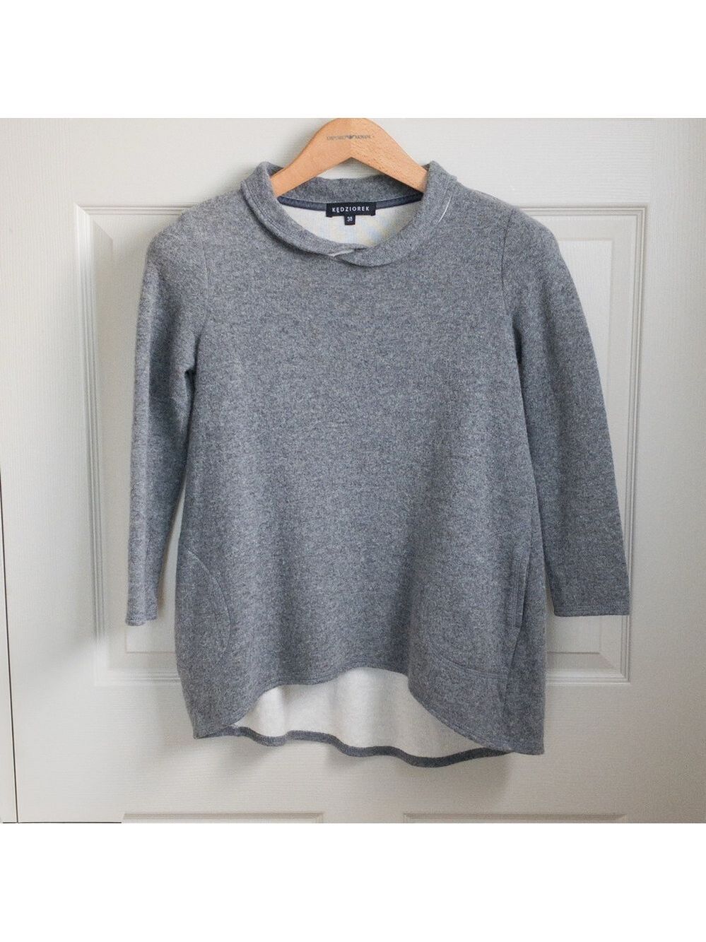 Kedziorek Alpaca Wool Knitted Asymmetrical Tunic Sweater Gray Womens Size 6 (38)